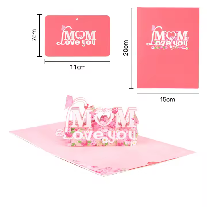 Tarjeta de Felicitación 3D Pop Up Mejor Regalo para Cumpleaños y Día de la Madre Flor de Clavel - 1