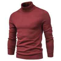Jersey informal de cuello alto para hombre, suéter de punto, Color sólido - details 19