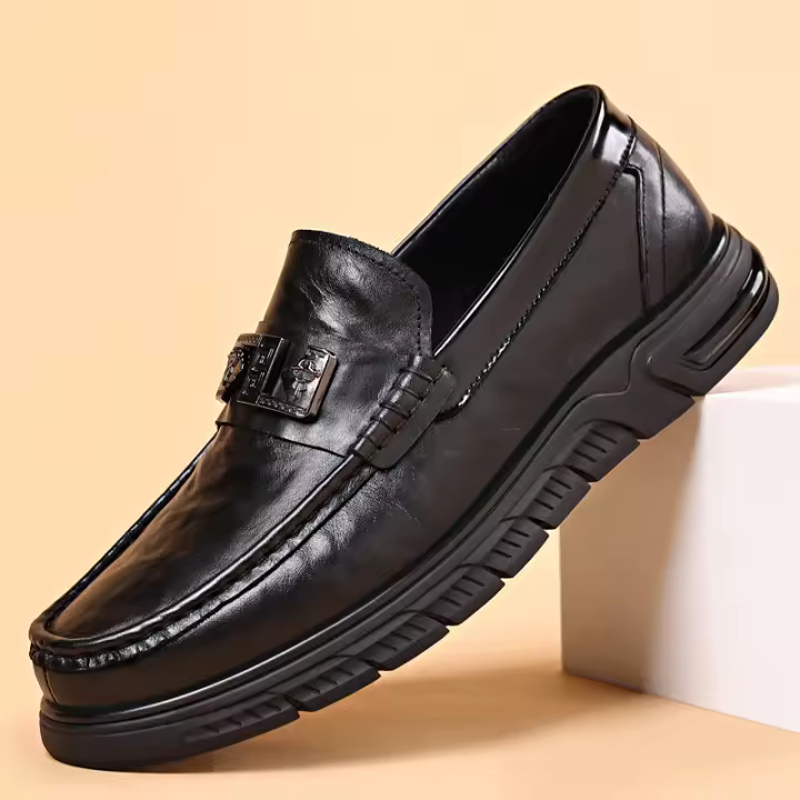 Nuevos zapatos casuales de cuero vacuno de primera capa para hombre, zapatos Doudou transpirables de cuero genuino - 1