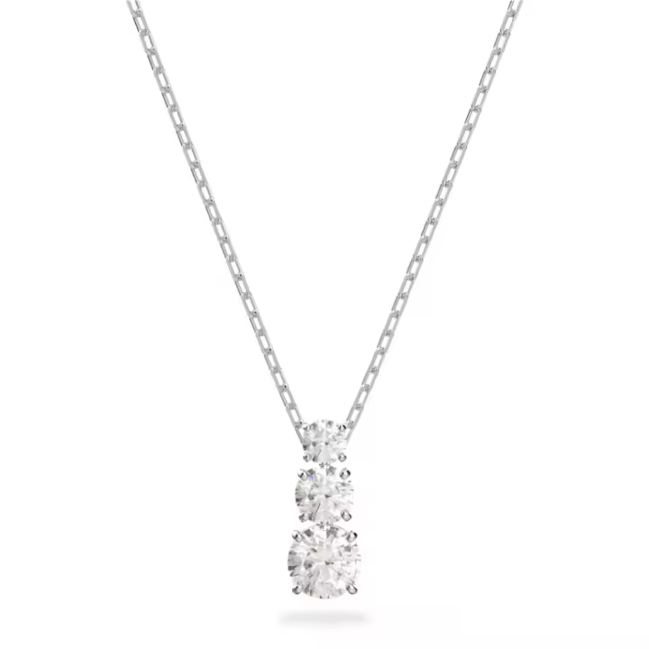 Collar con colgante de piedra transparente redonda de Swarovski, collar de cristal de plata 925, regalo de joyería para mujer - 1