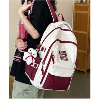 Mochila de gran capacidad femenina-japonesa color de contraste marca de moda mochila para estudiantes universitarios bolsa de viaje de ocio nueva bolsa para computadora - details 4