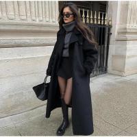 Elegante Abrigo Largo con Cinturón para Mujer Abrigo de Lana de Doble Botón Moda de Calle de Alta - details 6