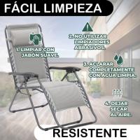 2 sillas Gravedad Cero Camping jardín y terraza, reclinables, Bloqueo de Seguridad, Estructura Acero Gris y Asiento Lona Oxford poliéster 3D Beige - details 7