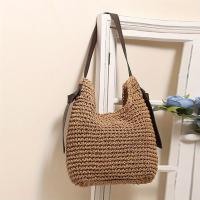 Bolso de hombro tejido de paja de gran capacidad para mujer - Material de papel duradero con cierre magnético, forro de poliéster y asas resistentes para playa, viajes, compras - Blanco - details 8