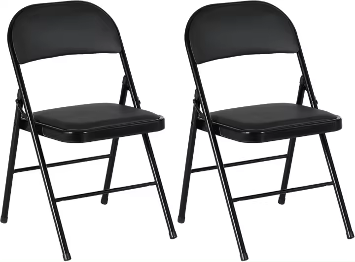 Juego de 2 Sillas Plegables Sillas Abatibles con Respaldo y Estructura de Acero para Salón Oficina Estudio 45x46x78 cm Blanco - 1