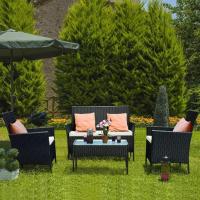 Juego de Muebles de jardín de ratán, 4 Piezas, Muebles de Mimbre para Patio, 2 sillones, 1 sofá de Dos Lugares y 1 Mesa - details 9