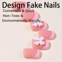 Uñas postizas rosas con lazo 3D, material seguro de larga duración, impermeable, vestido de niña caliente a juego - details 1