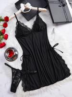 Conjunto de camisón y braguita de diseño encantador con tirantes finos y cuello en V, ropa sexy para mujer - details 6