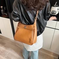 Bolso de hombro elegante para mujer de verano 2025: correa suave y ajustable, cierre de cremallera, diseño minimalista elegante en color crema con detalles marrones, bolso cruzado versátil | Bolso elegante | Forro de poliéster, bolso - details 3