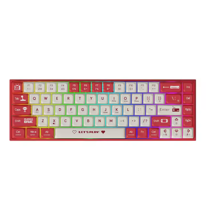 Heijue AK680 teclado mecánico juego teclado intercambiable en caliente con cable eje de té inalámbrico de doble modo eje rojo 68 teclas - 1