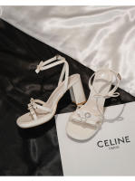 Sandalias plateadas de tacón abierto con lazo de strass para mujer - details 11