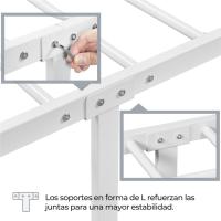 Cama Individual con Espacio Bajo Marco Metal Altura 32 cm Cama Individual con Cabecera para Colchón de 90 x 190 cm Blanco - details 12