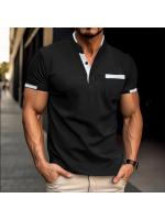 Nuevo polo de manga corta casual de negocios de verano para hombre, transpirable, colores contrastantes - details 3
