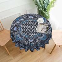 Mantel circular mandala, flor de loto de la vida, impermeable, resistente al aceite, 60 pulgadas, forma geométrica sagrada - details 74