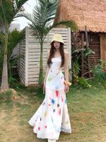Vestido de color agua con sentido del diseño, camisola para mujer, nueva falda de verano ajustada fi fishail, larga única y hermosa estilo occidental - details 7