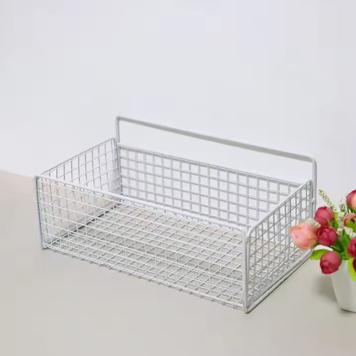 Cesta de almacenamiento de Arte de hierro montada en la pared, cesta colgante para inodoro, accesorios de cocina, estante de baño - 1