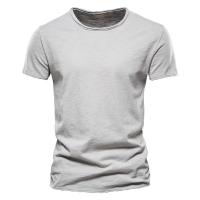 Camiseta de Color sólido de alta calidad para hombre, camisetas informales con cuello redondo, novedad de verano, Camiseta clásica 100% de algodón para hombre - details 7