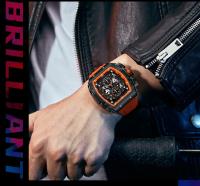 Reloj deportivo de lujo para hombre, reloj de pulsera analógico automático luminoso resistente al agua con cristal curvo de barril para exteriores y negocios - details 15