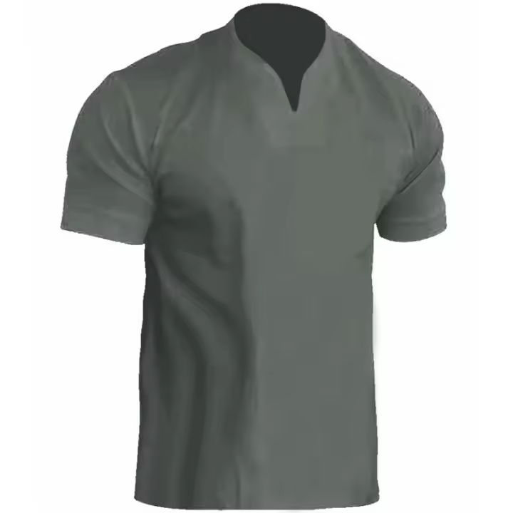 Camiseta deportiva de gran tamaño para hombre, de algodón elástico, con bolsillo, manga corta, cuello en V, estilo polo, para verano. - 1