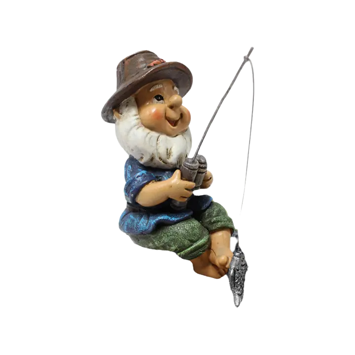 Estatua De Pecador Gnome Para Jardín Figura De Enano Mágica Decoración Para Valla Patio Jardín Pared Material RESIN - 1