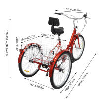 Triciclo para adultos de 24 pulgadas y 7 velocidades, bicicleta plegable de 3 ruedas con cesta, crucero de compras - details 4