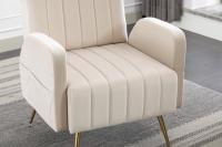 Silla decorativa con respaldo de ala de terciopelo y sofá salón con patas doradas de metal - details 1