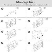 Cajonera para armario, cómoda dormitorio 8 cajones de tela, estantes de madera, cómoda de salón, cajas organizadoras, estructura metálica, estilo industrial - details 24