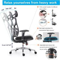 Oficina Ergonómica con Respaldo Adaptativo, Silla de Escritorio de Alto Respaldo con Reposabrazos 4D, Profundidad de Asiento Ajustable, Soporte Lumbar y Reposacabezas 2D, Negro - details 5
