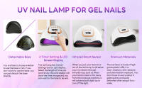 Lámpara de uñas LED UV de 380 W, luz de esmalte de gel para secador de uñas profesional con 81 cuentas, luz de uñas UV con 4 configuraciones de temporizador, secador LED de gel de curado de esmalte de uñas con sensor automático - details 1