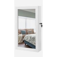 Armario de Joyería de Pared con Luces LED Organizador con Espejo sin Marco, Integrado en el Diseño, 2 Cajones, Bloqueable, Blanco JJC013W01 - details 7
