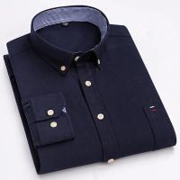Camisa 100% de algodón para hombre, camisa Oxford informal a cuadros de manga larga con estampado de Color sólido, camisa de vestir Formal de ajuste Regular de gran tamaño 7XL 6XL 5XL - details 17