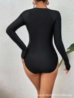 Nuevo Traje de baño cerrado deportivo de una pieza de manga larga negro para surf, traje de baño para mujer, ropa de playa, piscina - details 6
