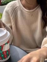 Suéter holgado Harajuku de manga larga para mujer, jerséis coreanos de otoño e invierno, prendas de punto, Tops suaves y cálidos, suéter liso elegante para mujer - details 10