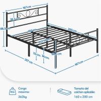 Cama Individual Hierro Cama Metálica para colchón de 90 x 190cm Cama Industrial Estructura Metal - details 44