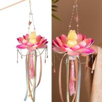 Linternas de flores de loto DIY, paquete de Material brillante, linterna de loto de conejo, linterna luminosa hecha a mano para Festival del Medio Otoño - details 2