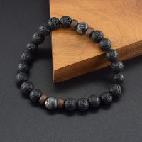 Pulsera de piedra de Lava para hombre, cuentas de piedra lunar de labradorita Natural, pulsera de Buda tibetano, pulsera difusora de aceite de Chakra, joyería para hombre - details 2