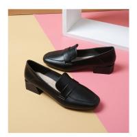 Cabeza cuadrada boca poco profunda, tacón grueso, suela suave, mocasines de aumento de altura, interior para mujer - details 13