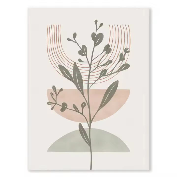 Pintura Nórdica en Líneas Geométricas para Decoración de Pared Póster de Hojas Boho Abstracto Imagen de Pintura Decorativa para Dormitorio y Hogar Marca DHROOM Material Lienzo - 1