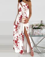 2025 Calidad Mujeres Slant Hombre Hueco Temperamento Gradiente de Color Alta Split Vestidos Largos - details 2