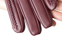 Guantes de piel de oveja para mujer, manoplas cortas de terciopelo fino para pantalla táctil, de cuero, de buena calidad, para invierno, 2226 - details 25