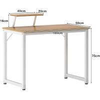 Mesa de ordenador de 100 cm, mesa de trabajo con estante, robusta y fácil de instalar, madera y metal, diseño moderno, estilo industrial - details 8