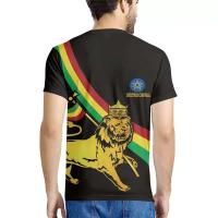 Camiseta de talla grande con estampado 3D de bandera etíope, camiseta de poliéster transpirable para hombre, ropa de playa - details 6