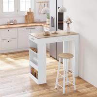 2X Taburete de Bar Muebles Cocina Silla de Comedor Taburete Alto para Salón Cocina Estructura de Metal, MDF Roble Claro - details 1