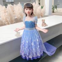 Vestido de princesa para niñas, disfraz de Elsa para Halloween, carnaval, fiesta de cumpleaños, tela azul - details 1