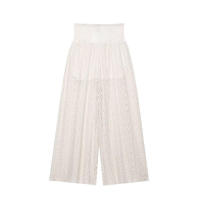 OUWU- Pantalones elásticos de cintura alta vintage de pierna ancha recta para mujer de moda, pantalones largos elegantes para mujer - details 2