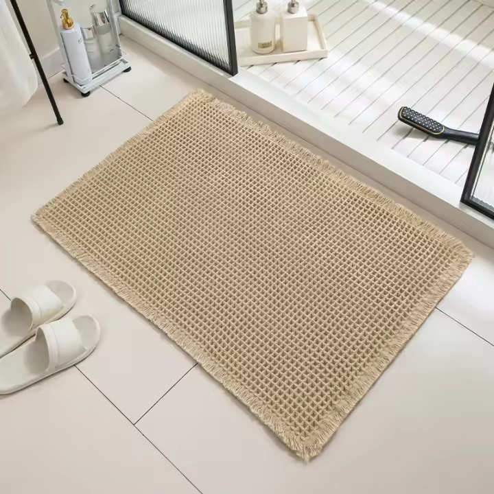 Felpudo más grueso, alfombra de baño tejida de lino, alfombra de baño súper absorbente antideslizante, alfombra de suelo suave lavable a máquina para Baño - 1