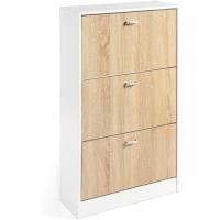 Mínimalista Diseño de Puerta Oscilobatiente 6 Baldas para 28 Zapatos Estructura Blanco/Taupe - details 0