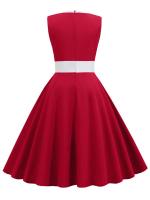 Women robe vintage print big swing 50s 60s retro party dress - details 12
