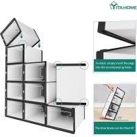 Organizador de Zapatos de Plástico Transparente con Puerta 12 Set, Plegable y Apilable, Tamaño 35,7 x 27,6 x 20,8cm Negro - details 14