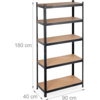5 Baldas, 180 x 90 x 40 cm, Resistencia 875 kg c/u, Cargas Pesadas, Acero y MDF - details 11